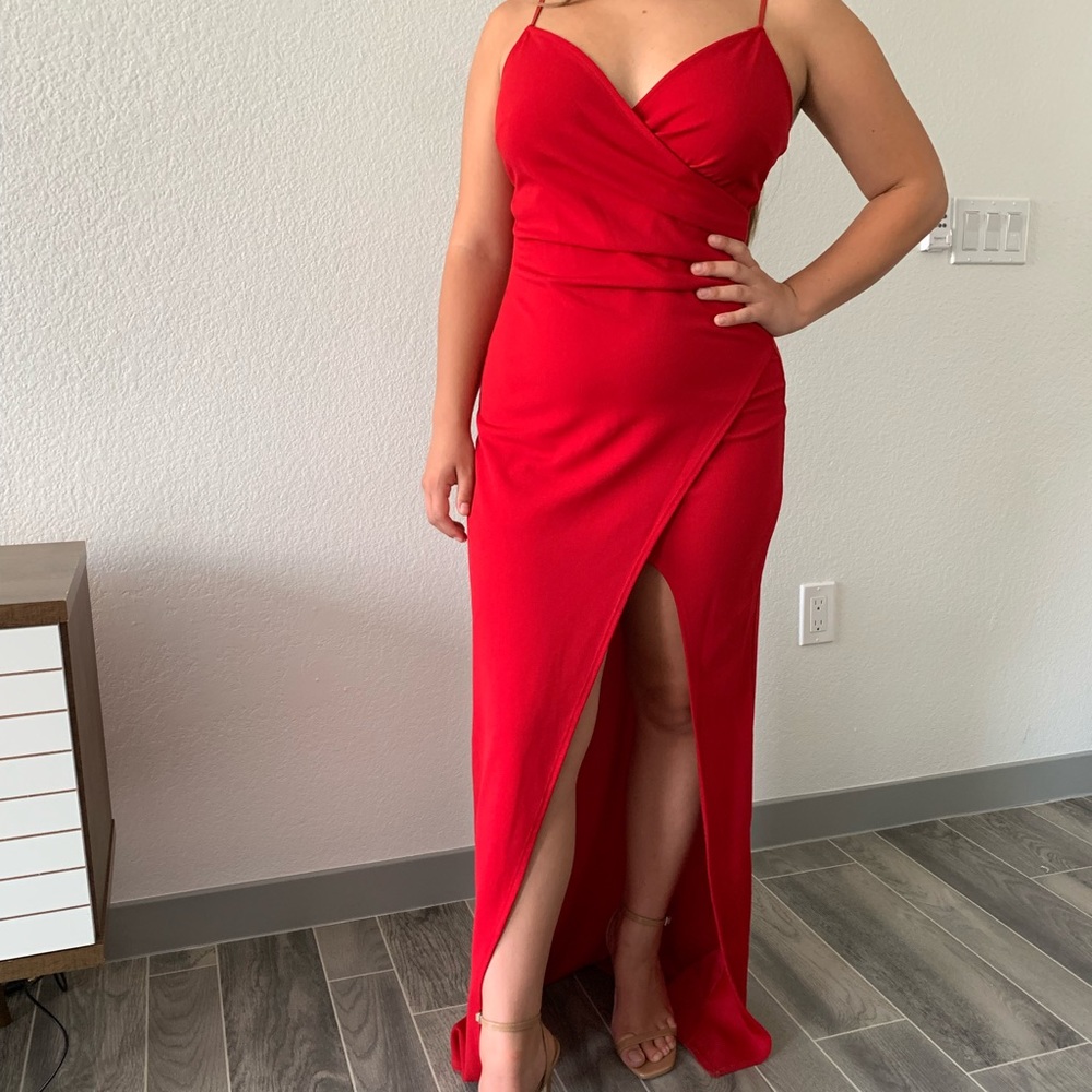 Windsor Red Evening/Prom Gown - High Slit. S